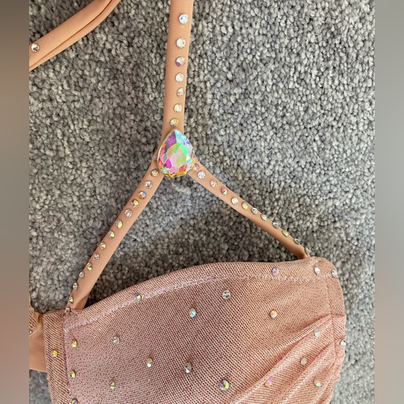 Blush Pink Swarovski Crystal underwire Bikini Top - Picture 4 of 10